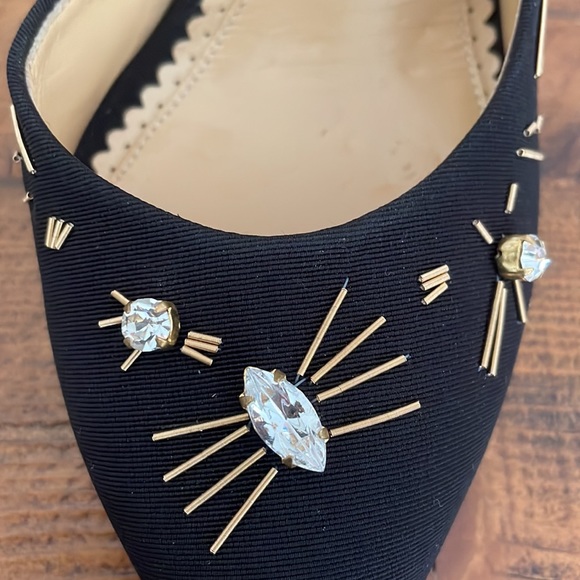 Charlotte Olympia Black Beaded/Diamond Pumps with gold.  Never worn. - Picture 6 of 7